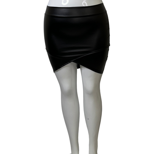 Faux Leather Wrap Skirt