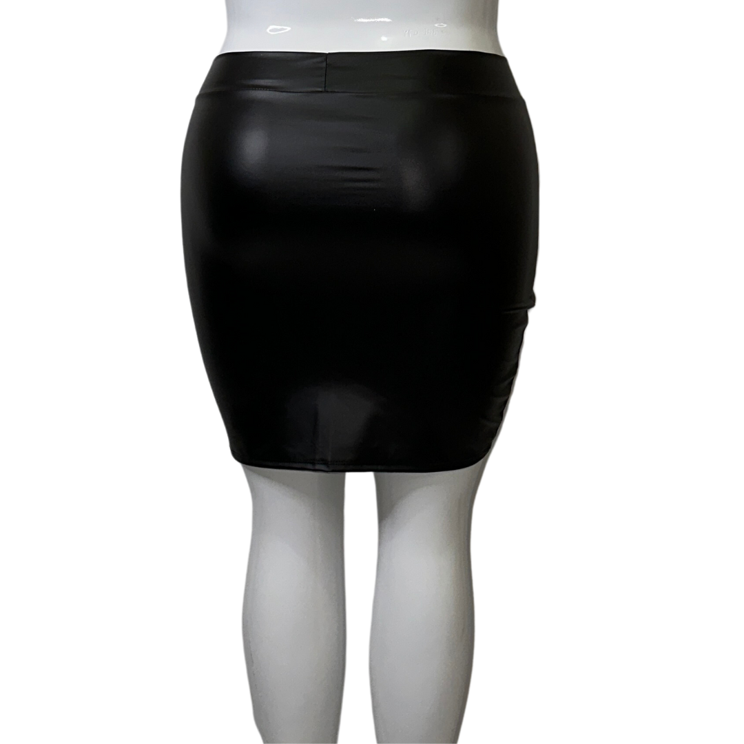 Faux Leather Wrap Skirt