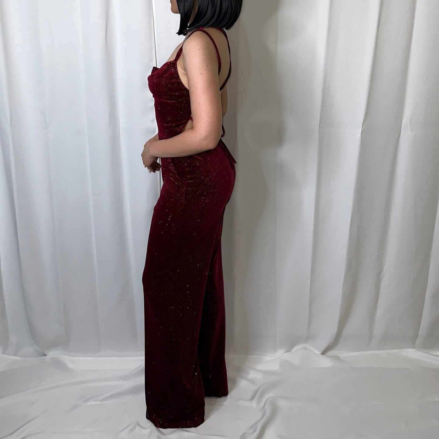 Velvet Burgundy Jumpsuit